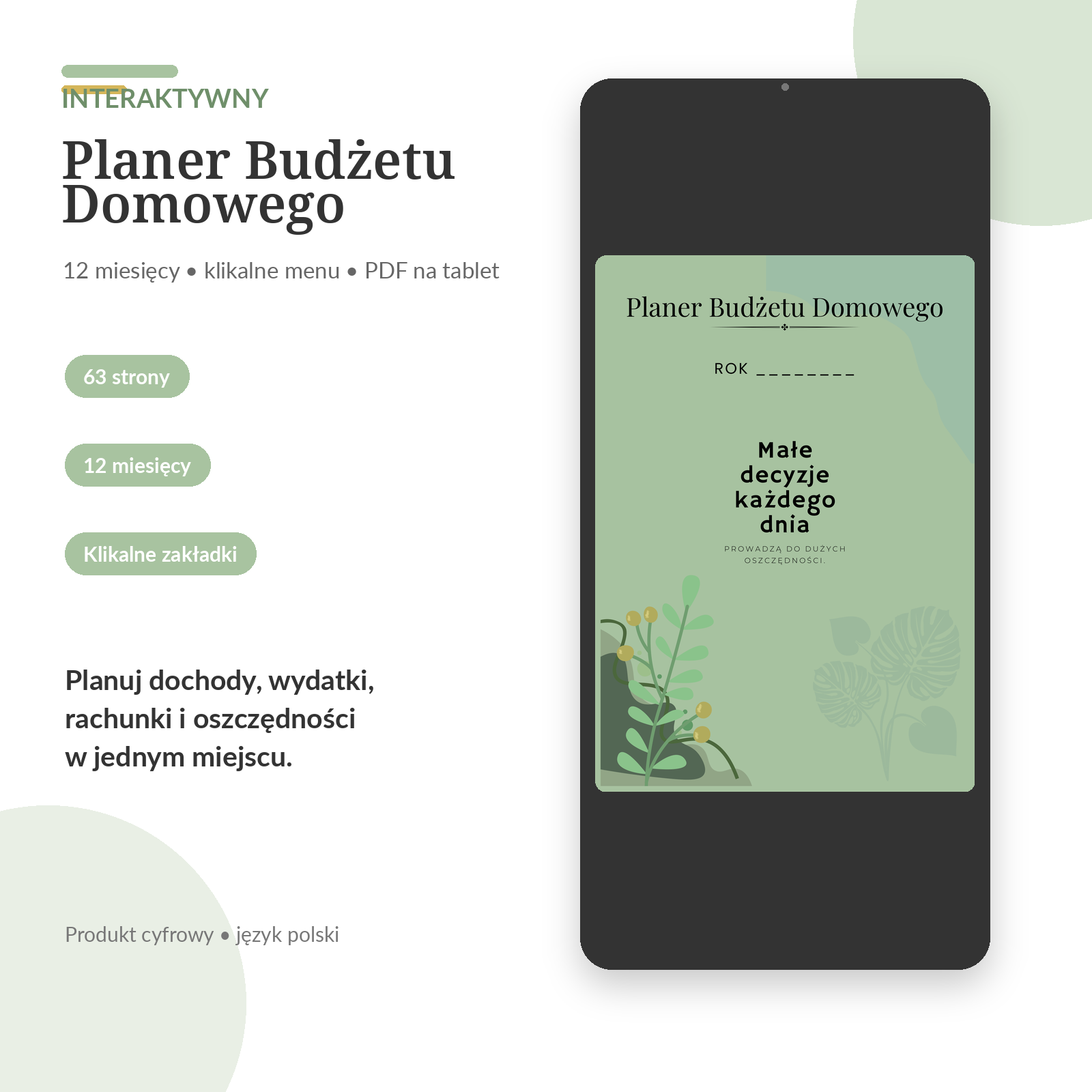 Interactive Home Budget Planner – 12 months | PDF variant 1