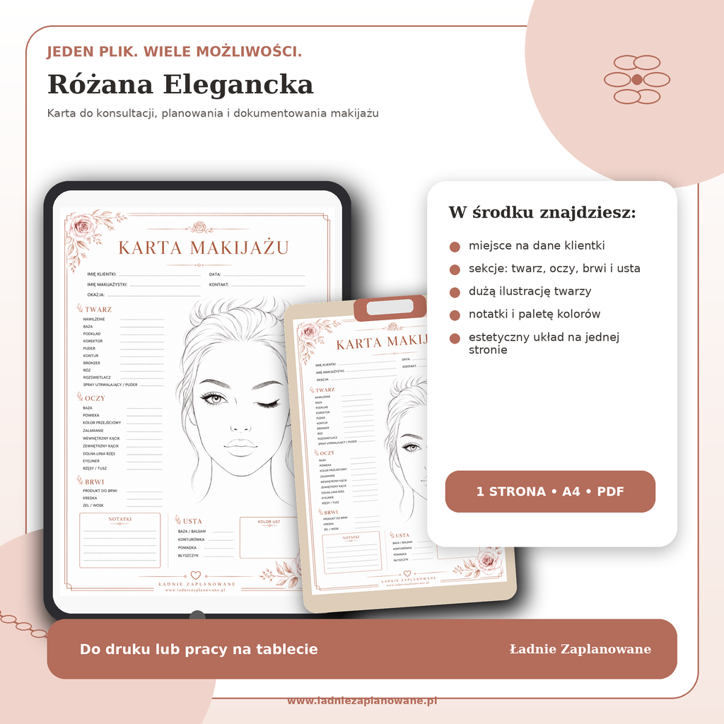 Karta Makijażu Różana Elegancka – PDF A4