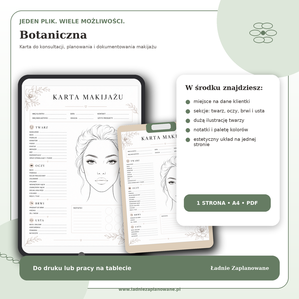 Karta Makijażu Botaniczna – PDF A4