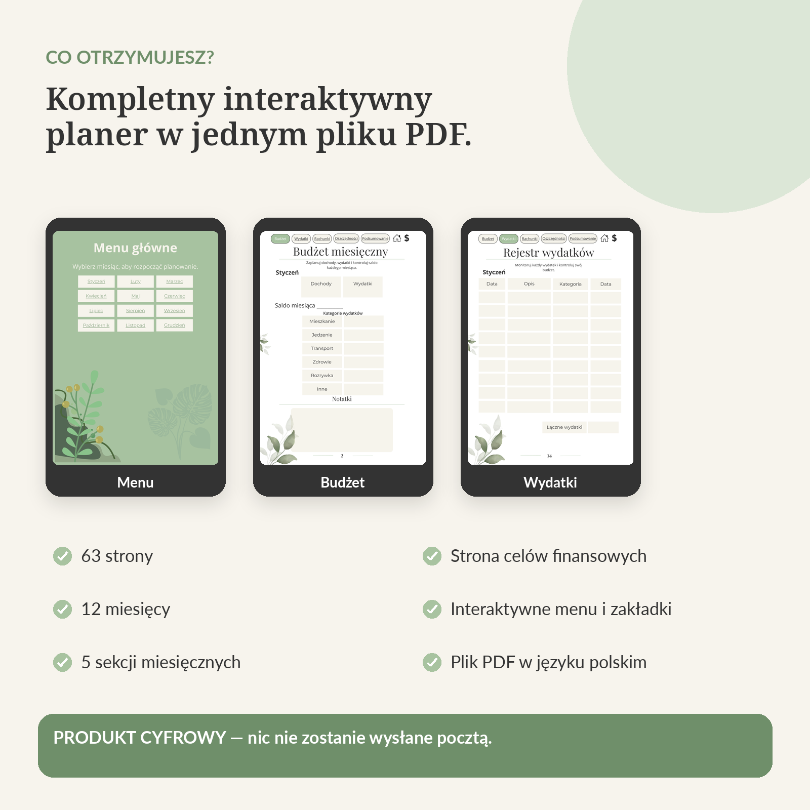 Interactive Home Budget Planner – 12 months | PDF variant 1
