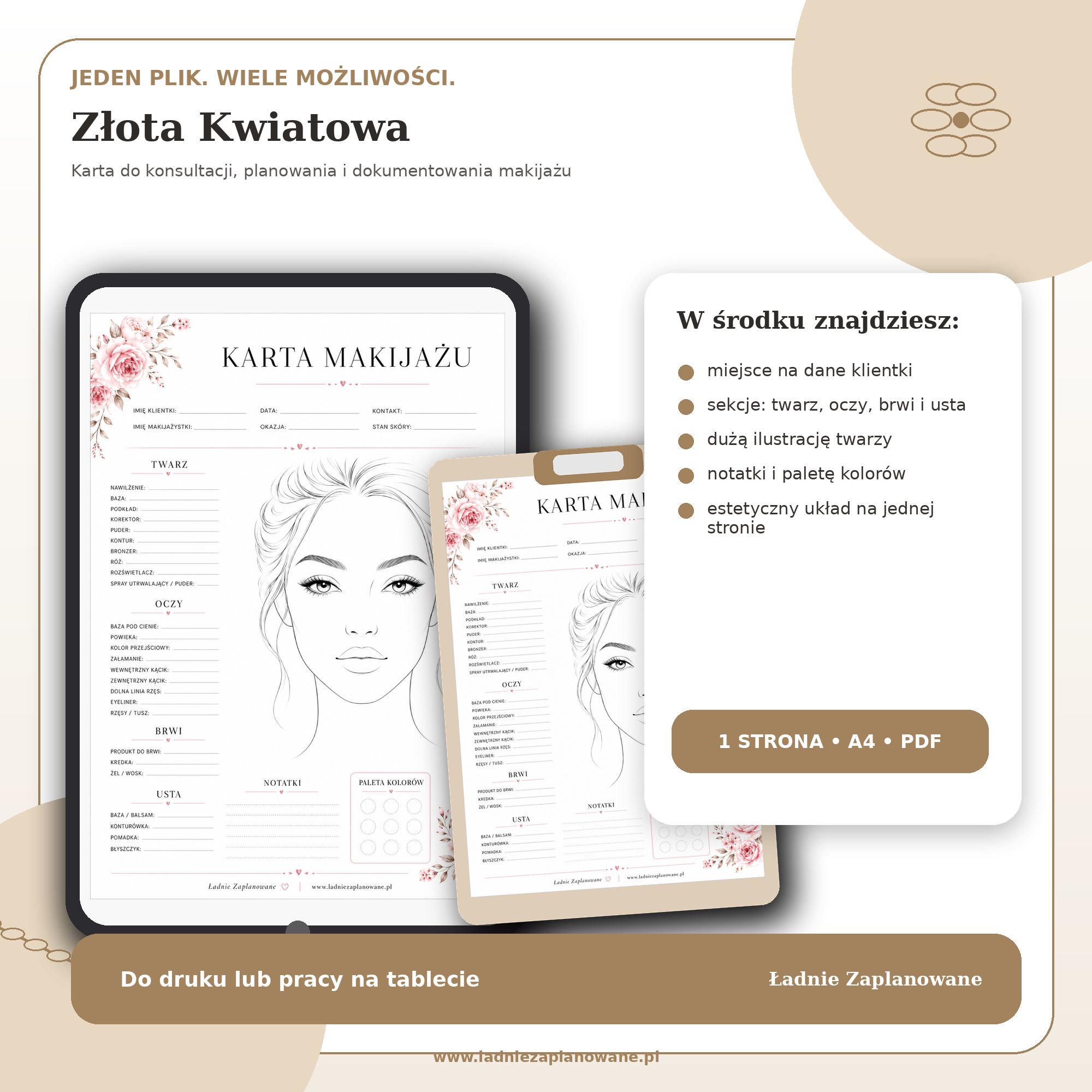 Karta Makijażu Złota Kwiatowa – PDF A4