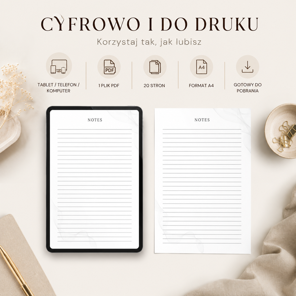Basic Notes PDF A4 – do używania cyfrowo i do druku