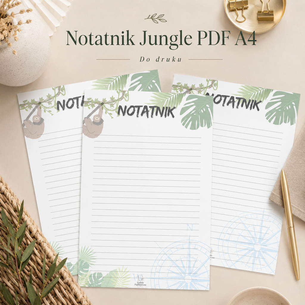 Notatnik Jungle PDF A4 – do używania cyfrowo i do druku