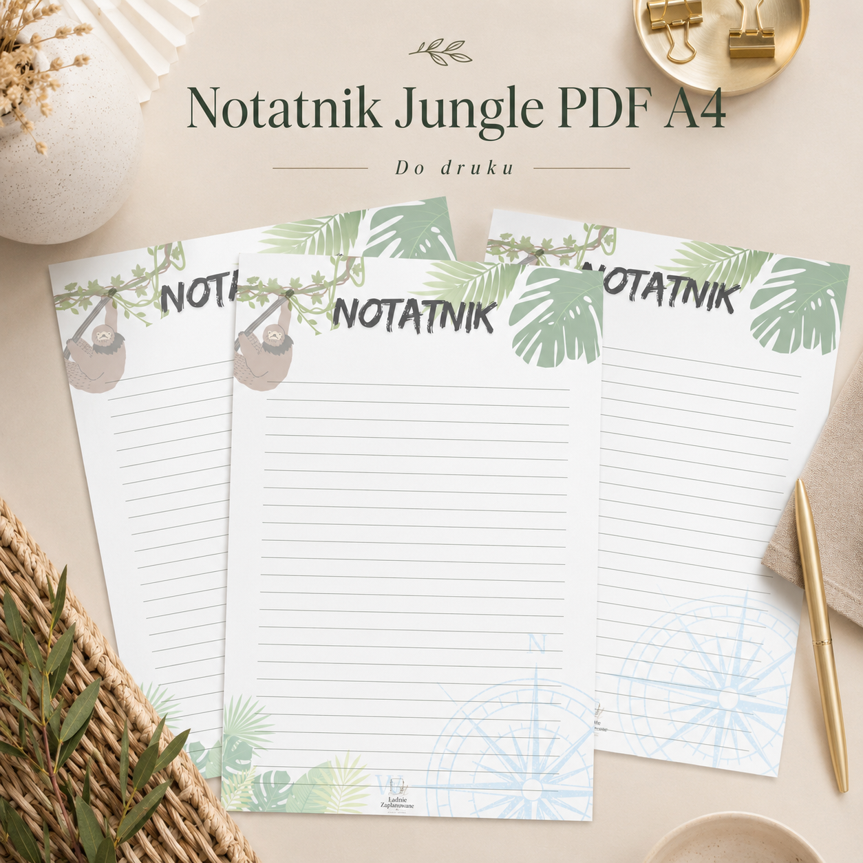 Notatnik Jungle PDF A4 – do używania cyfrowo i do druku