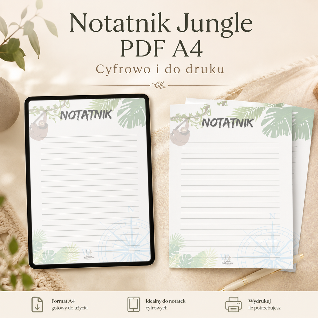Notatnik Jungle PDF A4 – do używania cyfrowo i do druku