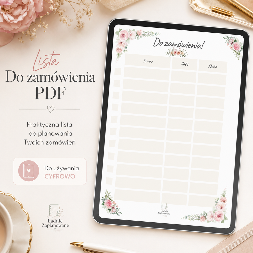 Lista Zamówień Flowers PDF A4 – do używania cyfrowo i do druku
