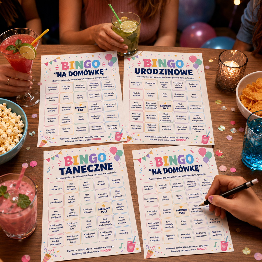 Pakiet Imprezowe Bingo- PDF do druku i użytku cyfrowego