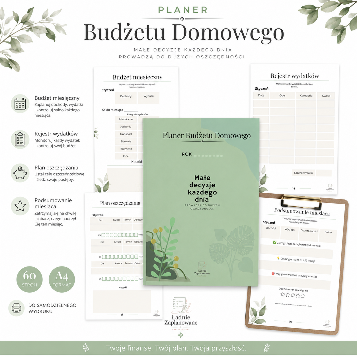 Planer budżetu domowego 12 miesięcy - A4 PDF do druku