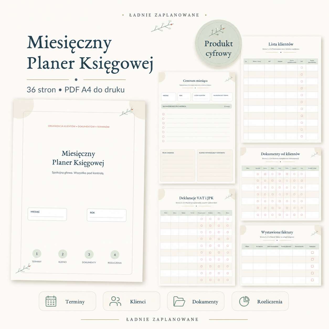 Miesięczny Planer Księgowej - PDF do druku i użytku cyfrowego