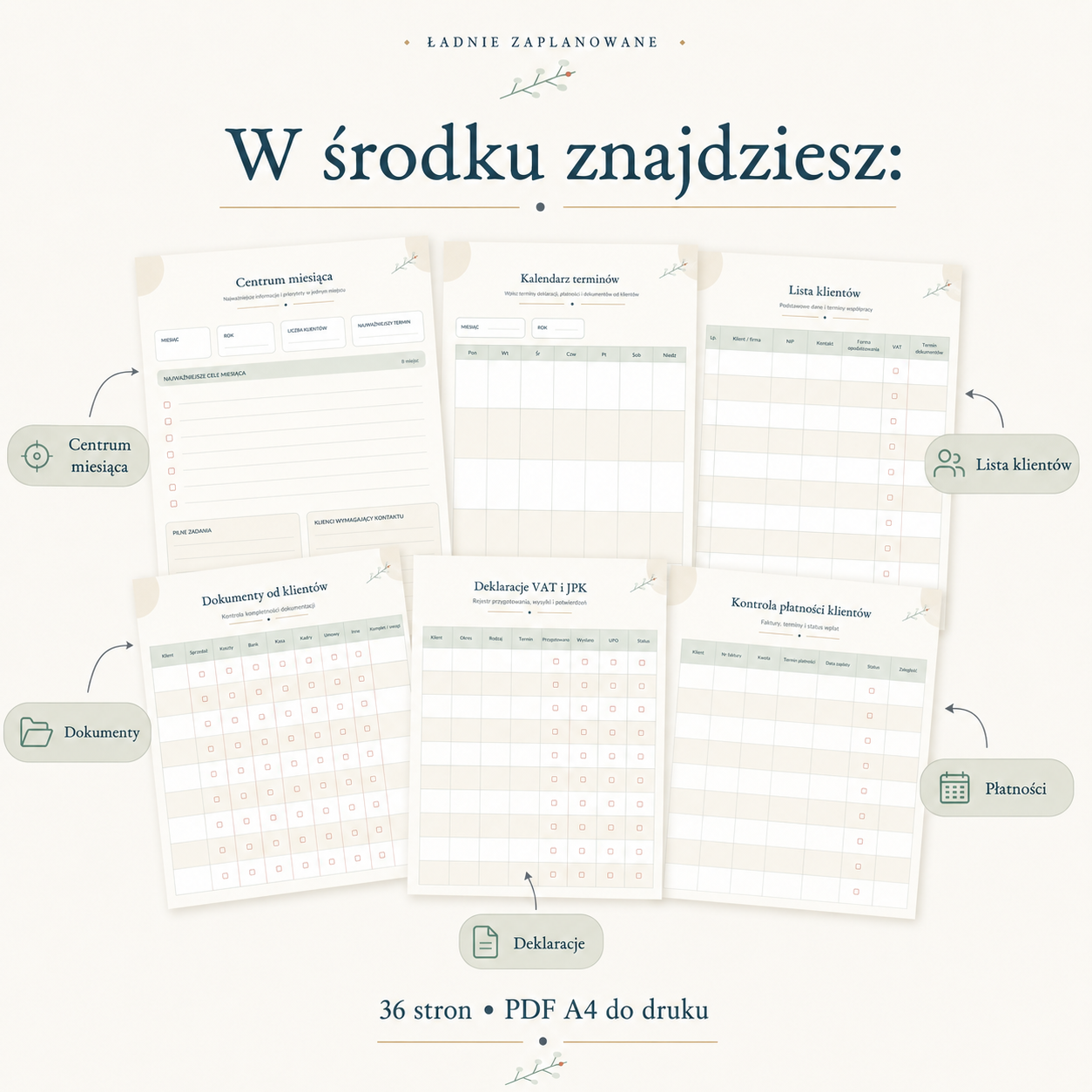 Miesięczny Planer Księgowej - PDF do druku i użytku cyfrowego