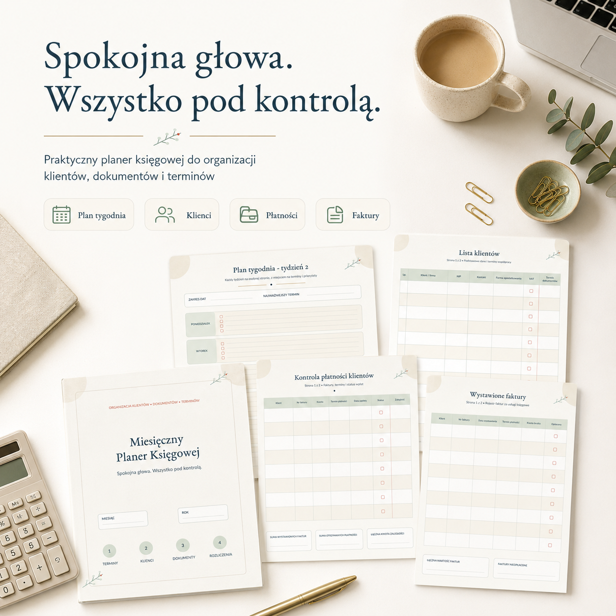 Miesięczny Planer Księgowej - PDF do druku i użytku cyfrowego