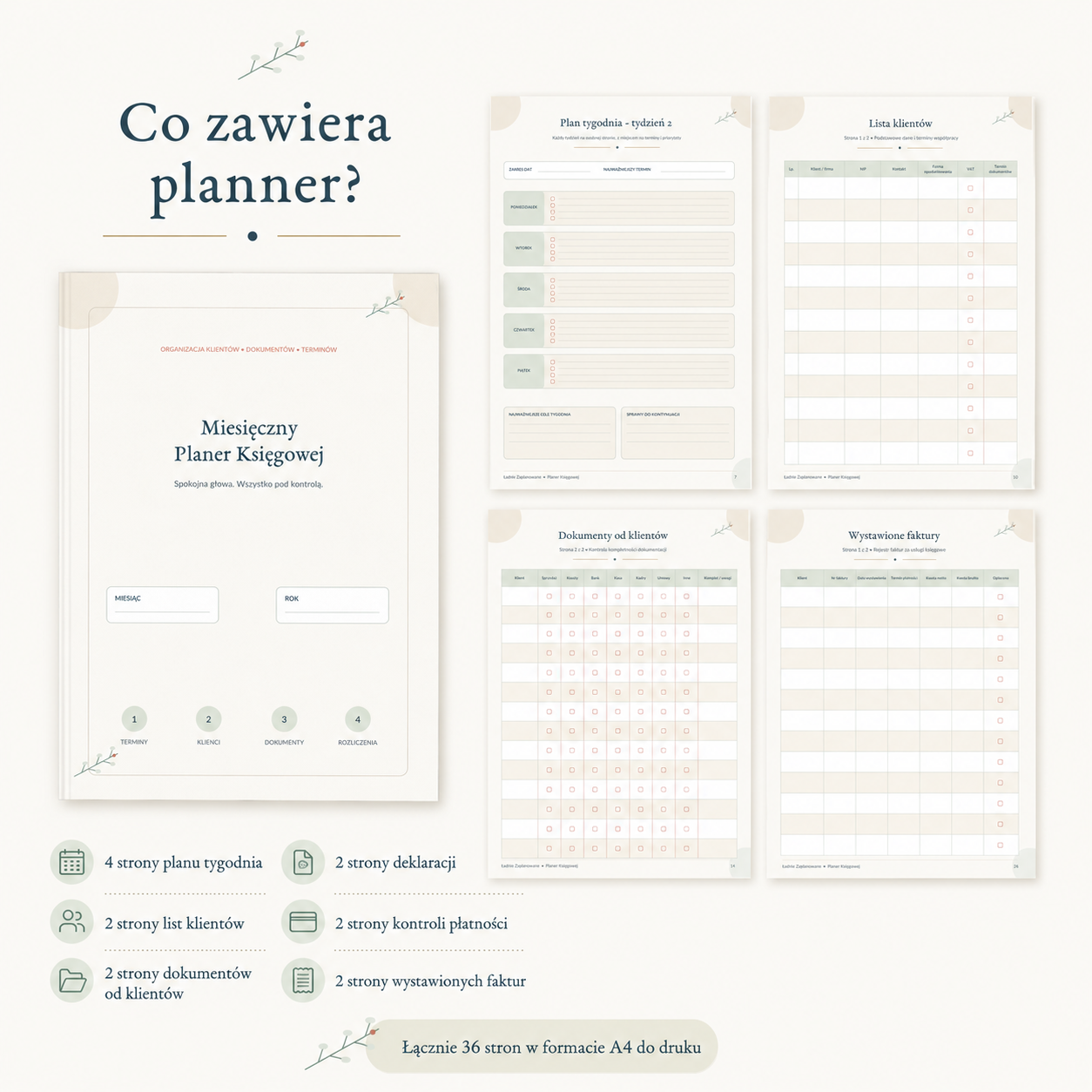Miesięczny Planer Księgowej - PDF do druku i użytku cyfrowego