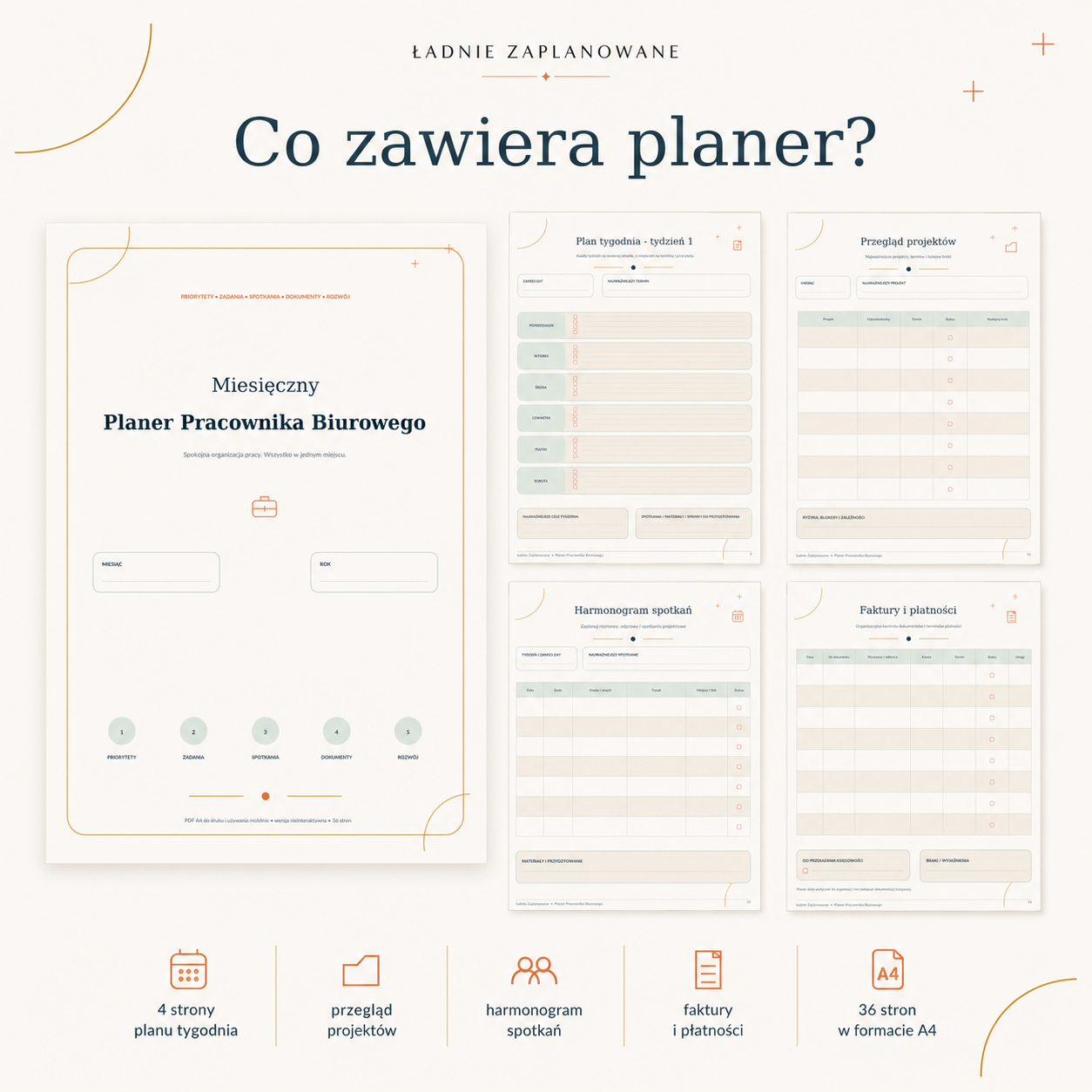 Miesięczny Planer Dla Pracownika Biurowego - PDF A4 do druku i używania mobilnie