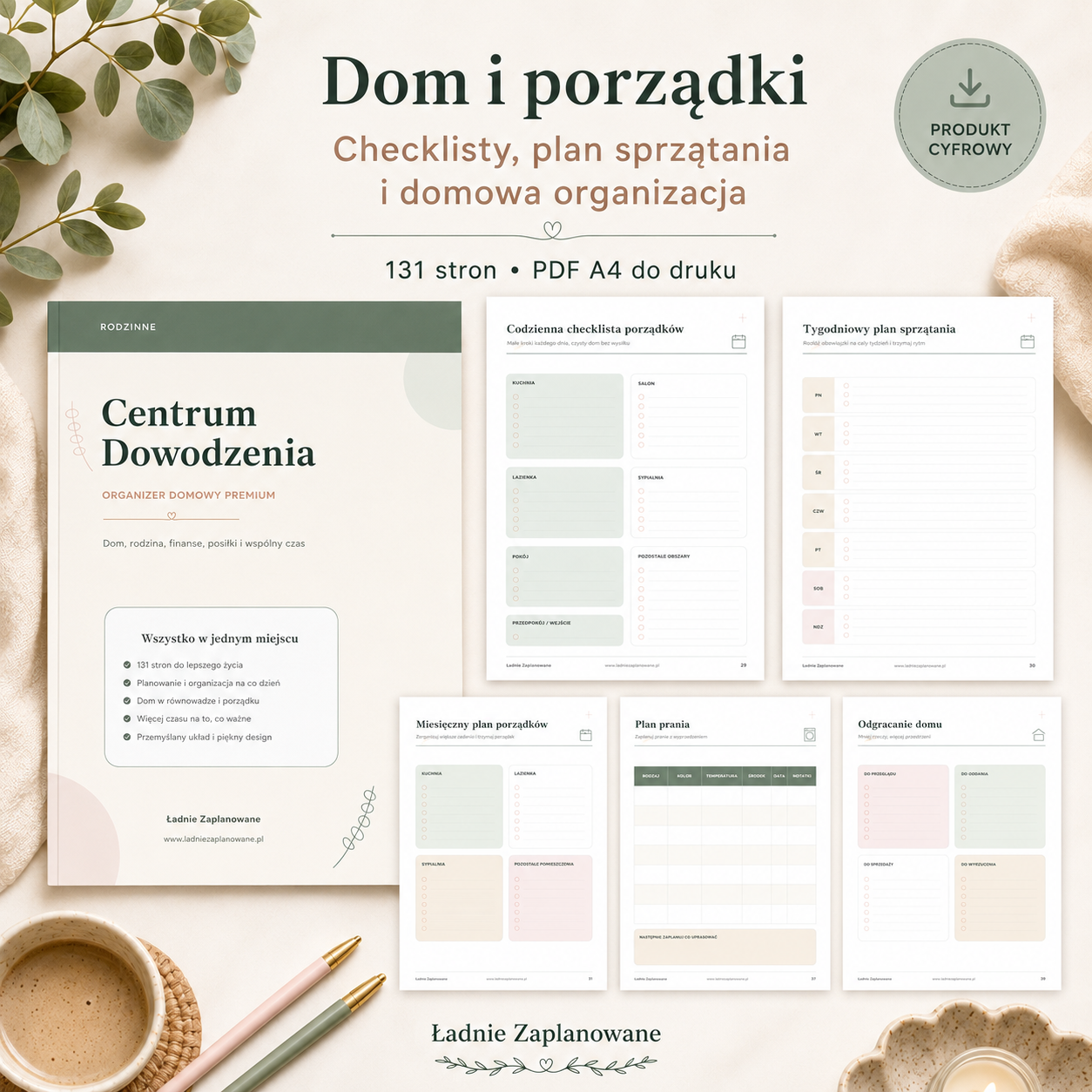 Rodzinne Centrum Dowodzenia Zestaw - Planer- PDF A4 do druku i używania mobilnie