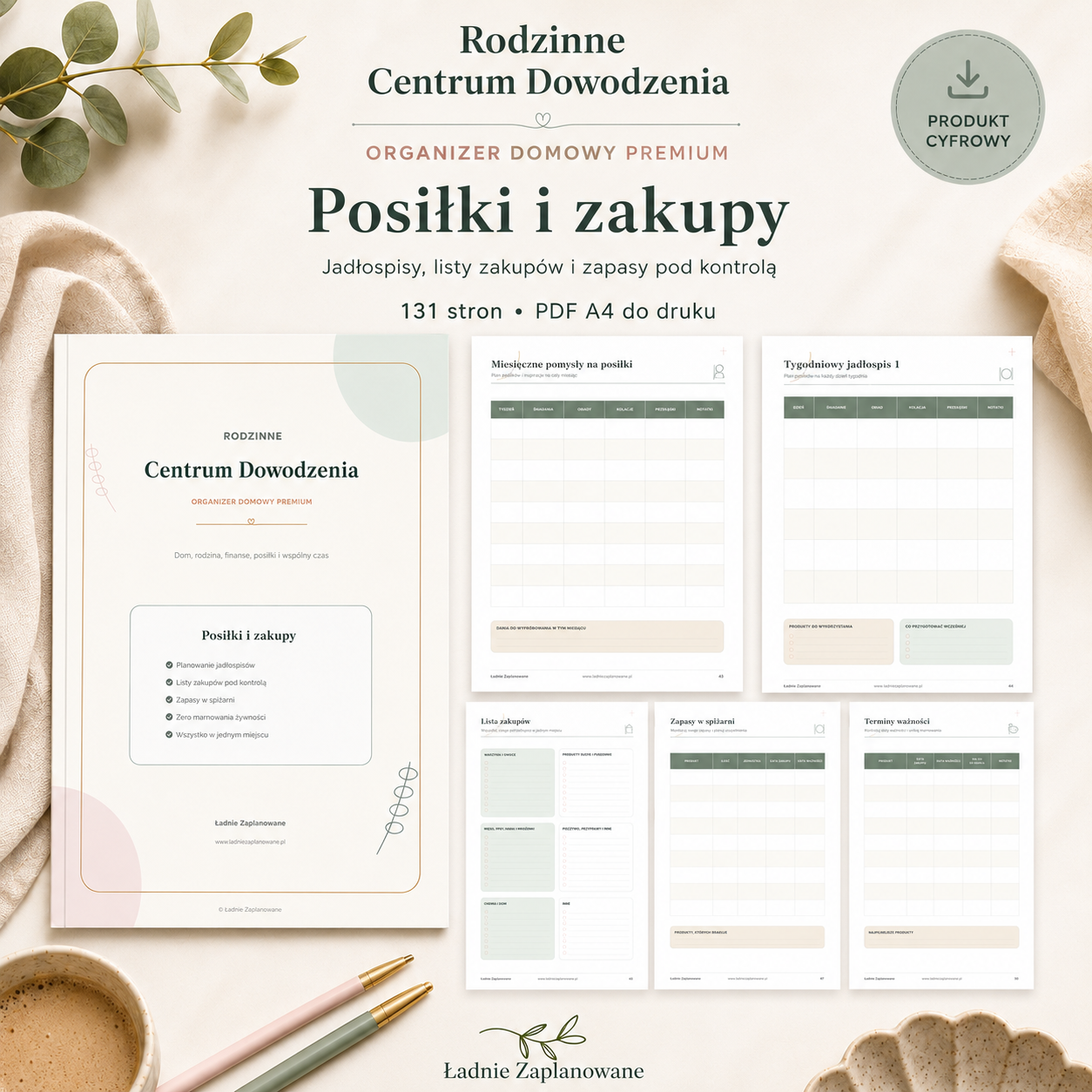 Rodzinne Centrum Dowodzenia Zestaw - Planer- PDF A4 do druku i używania mobilnie
