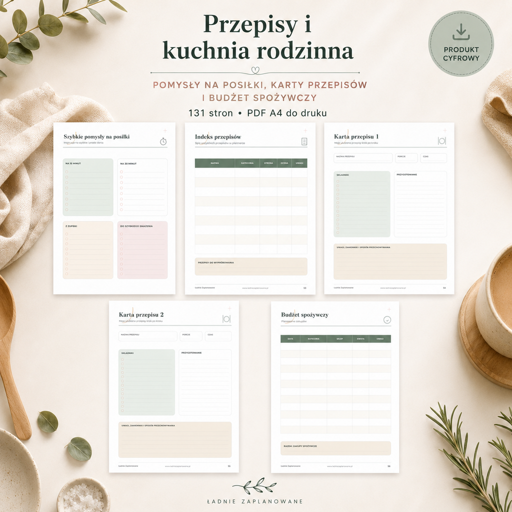 Rodzinne Centrum Dowodzenia Zestaw - Planer- PDF A4 do druku i używania mobilnie