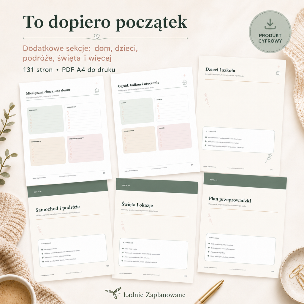 Rodzinne Centrum Dowodzenia Zestaw - Planer- PDF A4 do druku i używania mobilnie