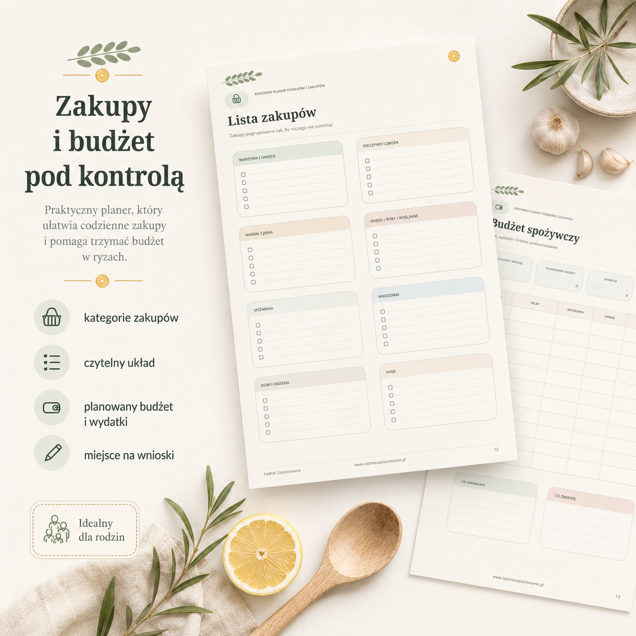 Planer Posiłków i zakupów - PDF A4 do druku