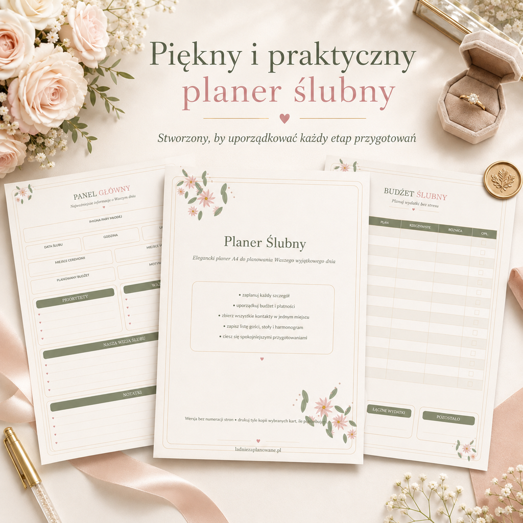 Planer Ślubny Basic A4 PDF – 18 stron do druku