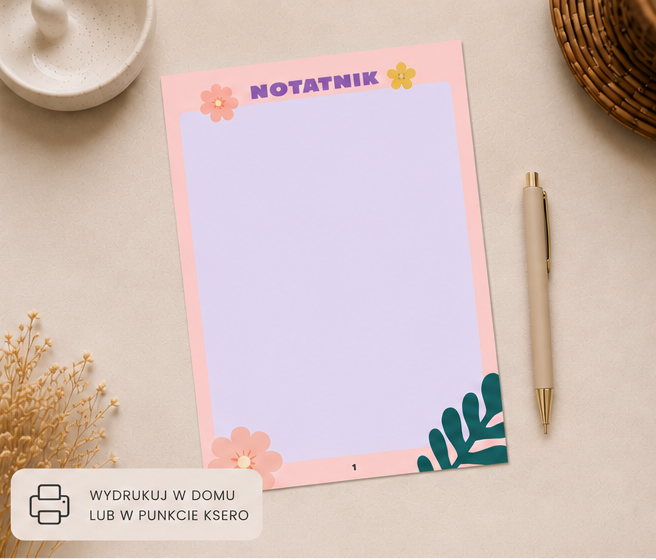 Pastelowy Notatnik Kwiatowy PDF A4 – do używania cyfrowo i do druku